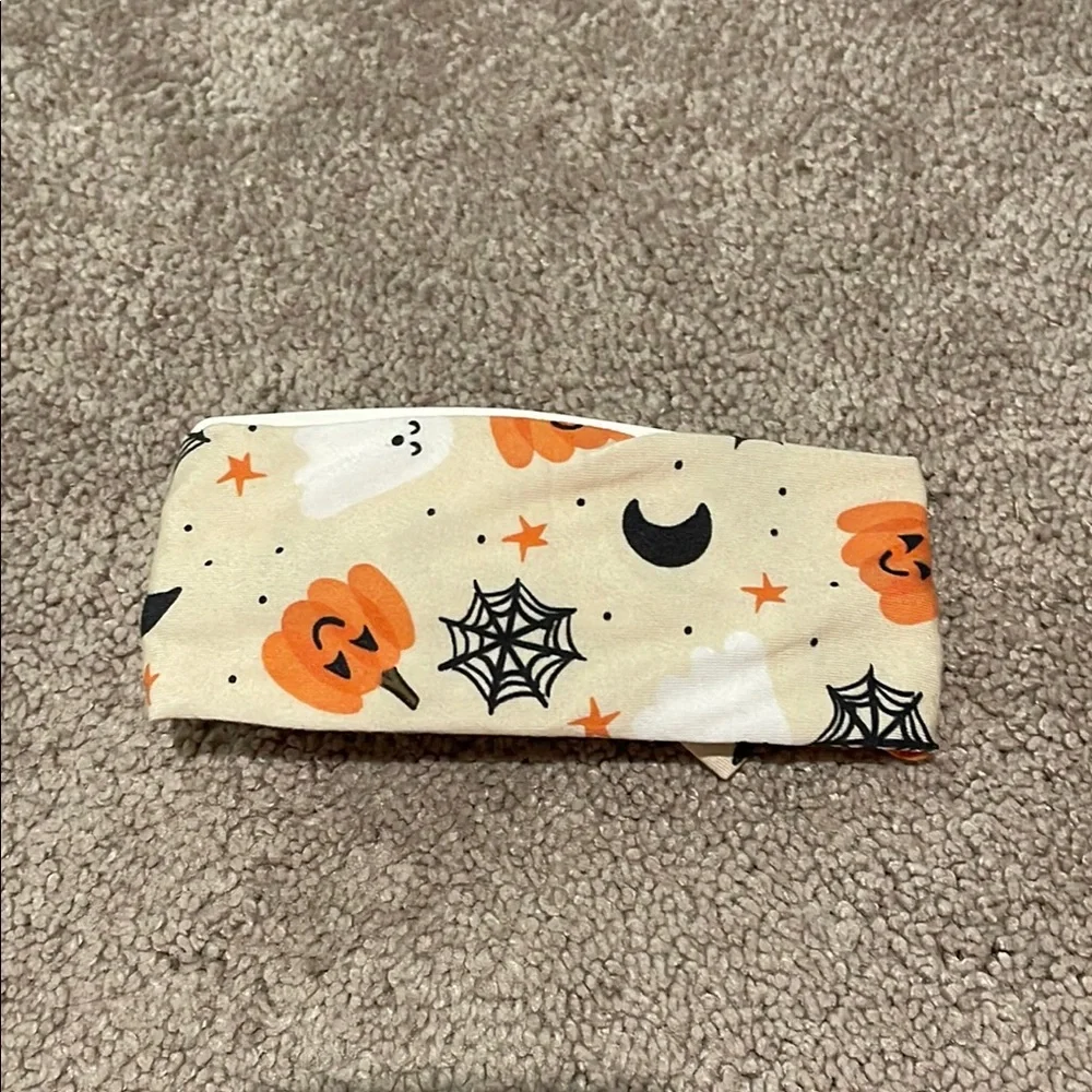 Caden Lane Cream Halloween Spider Web Knot Headband with Orange Accents